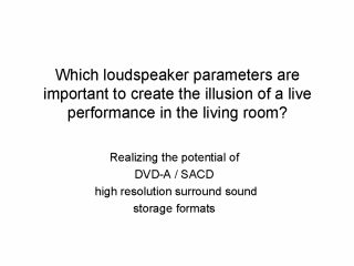 Which loudspeaker parameters?